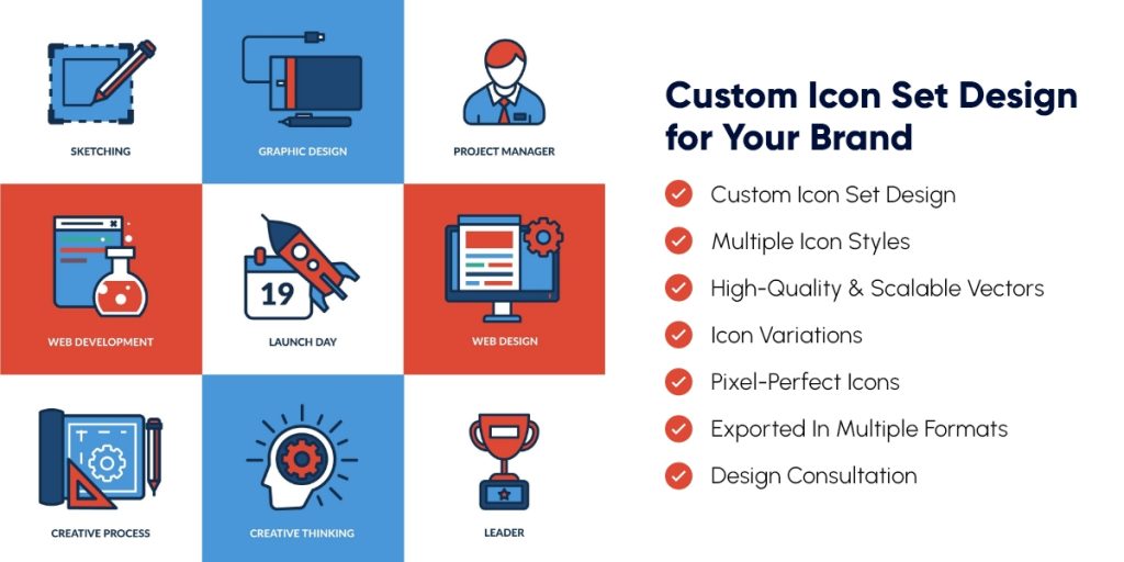 Custom Icon Set Design for Your Brand - Web Design Studio | Pie Solutions